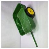 John Deere Style Green Metal Pedal Tractor Trailer Wagon With Yellow Wheels