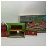 Vintage Marx Modern Farm Set with Barn, Silo, Animals, and Box
