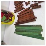 Vintage American Logs Toy Building Set with Tube Container