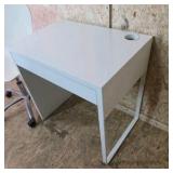 White Desk with Drawer and Two Swivel Chairs Lot