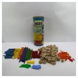Vintage Tinkertoy Building Set with Tube Container