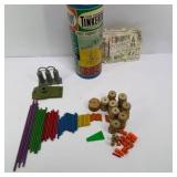 Vintage Tinkertoy Junior Engineer Building Set with Tube and Instructions