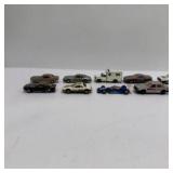 Lot of 13 Die-Cast Toy Cars, Trucks, Police, Taxi, and Race Vehicles