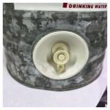 Vintage Igloo Galvanized Metal Water Cooler Drink Dispenser With Lid and Paperwork