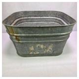 Galvanized Square Wash Tub Planter Farmhouse Metal Storage Bin