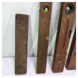 Lot of 5 Vintage Wood Spirit Levels Carpenter Tool Pieces