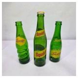 Lot of Vintage Soda Bottles 7UP Squirt Nesbitt’s Like Coca-Cola Green Glass