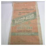 Lot of Vintage Cloth Seed Corn Sacks Krop-King Hybrid Seed Corn Bemis