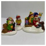 Vintage Lot of Miniature Christmas Village Figurines House Snowman Lamp Post Decor