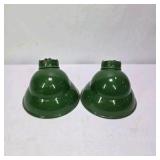 Pair of Vintage Green Enamel Metal Light Shades