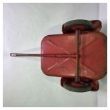 Vintage Pedal Car Wagon Trailer Red Metal Pull Cart