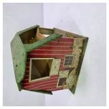 Vintage Lazy-Day Farm Tin Litho Barn Toy Building with Green Roof