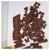 Vintage American Logs Toy Building Set with Tube Container