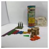 Vintage Tinkertoy Junior Engineer Building Set with Tube and Instructions
