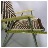 Pair of Vintage Folding Lawn Chairs with Woven Webbing