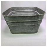 Galvanized Square Wash Tub Planter Farmhouse Metal Storage Bin