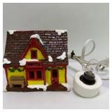 Vintage Lot of Miniature Christmas Village Figurines House Snowman Lamp Post Decor