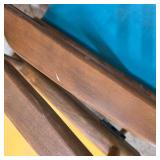 Lot of 5 Folding Wood Director Chairs with Blue and Yellow Canvas Seats