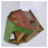 Vintage Happy-Time Tin Litho Barn Toy Building with Green Roof