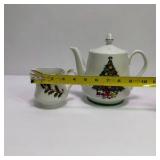Christmas Tree Ceramic Tea Set With Teapot Creamer and Cups