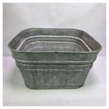 Galvanized Square Wash Tub Planter Farmhouse Metal Storage Bin