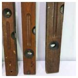 Lot of 5 Vintage Wood Spirit Levels Carpenter Tool Pieces