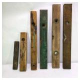 Lot of 6 Vintage Wood Spirit Levels Carpenter Tool Pieces