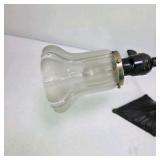 Antique Gooseneck Desk Lamp Cast Iron Base With Ribbed Glass Shade