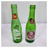 Lot of Vintage Soda Bottles 7UP Squirt Nesbitt’s Like Coca-Cola Green Glass