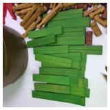 Vintage Toy Lincoln Log Style Building Pieces with Barrel