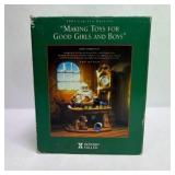 1997 Howard Miller Making Toys For Good Girls and Boys Santa Clock Figurine With Box