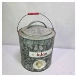 Vintage Igloo Galvanized Metal Water Cooler Drink Dispenser With Lid and Paperwork