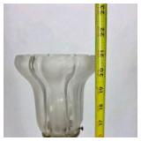 Antique Gooseneck Desk Lamp Cast Iron Base With Ribbed Glass Shade
