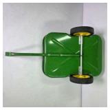 John Deere Style Green Metal Pedal Tractor Trailer Wagon With Yellow Wheels