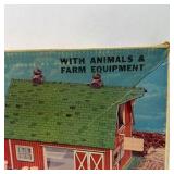 Vintage Marx Modern Farm Set with Barn, Silo, Animals, and Box