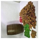 Vintage Toy Lincoln Log Style Building Pieces with Barrel