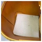 Vintage Wicker Picnic Basket With Wood Lid Folding Handles and Cups