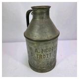 Vintage H.A. McCoy Detroit Metal Dairy Milk Can
