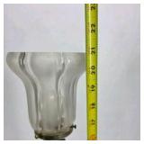 Antique Gooseneck Desk Lamp Cast Iron Base With Ribbed Glass Shade
