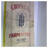 Vintage Crystal Farm Seeds Cloth Seed Sack Carroll Improved Minneapolis Bemis Fulton