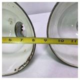 Pair of Vintage Green Enamel Metal Light Shades