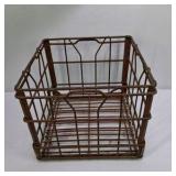 Lot of 3 Vintage Wire Milk Crates and Enamel Metal Pan