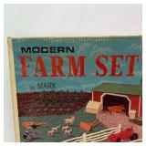 Vintage Marx Modern Farm Set with Barn, Silo, Animals, and Box