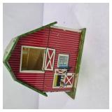 Vintage Lazy-Day Farm Tin Litho Barn Toy Building with Green Roof