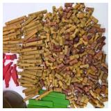 Vintage Toy Lincoln Log Style Building Pieces with Barrel