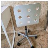 White Desk with Drawer and Two Swivel Chairs Lot