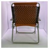 Pair of Vintage Folding Lawn Chairs with Woven Webbing