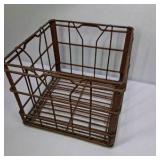 Lot of 3 Vintage Wire Milk Crates and Enamel Metal Pan