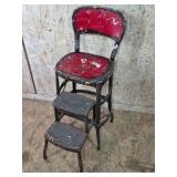 Vintage Cosco Red and Black Step Stool Chair