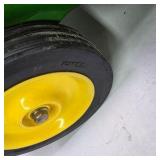John Deere Style Green Metal Pedal Tractor Trailer Wagon With Yellow Wheels